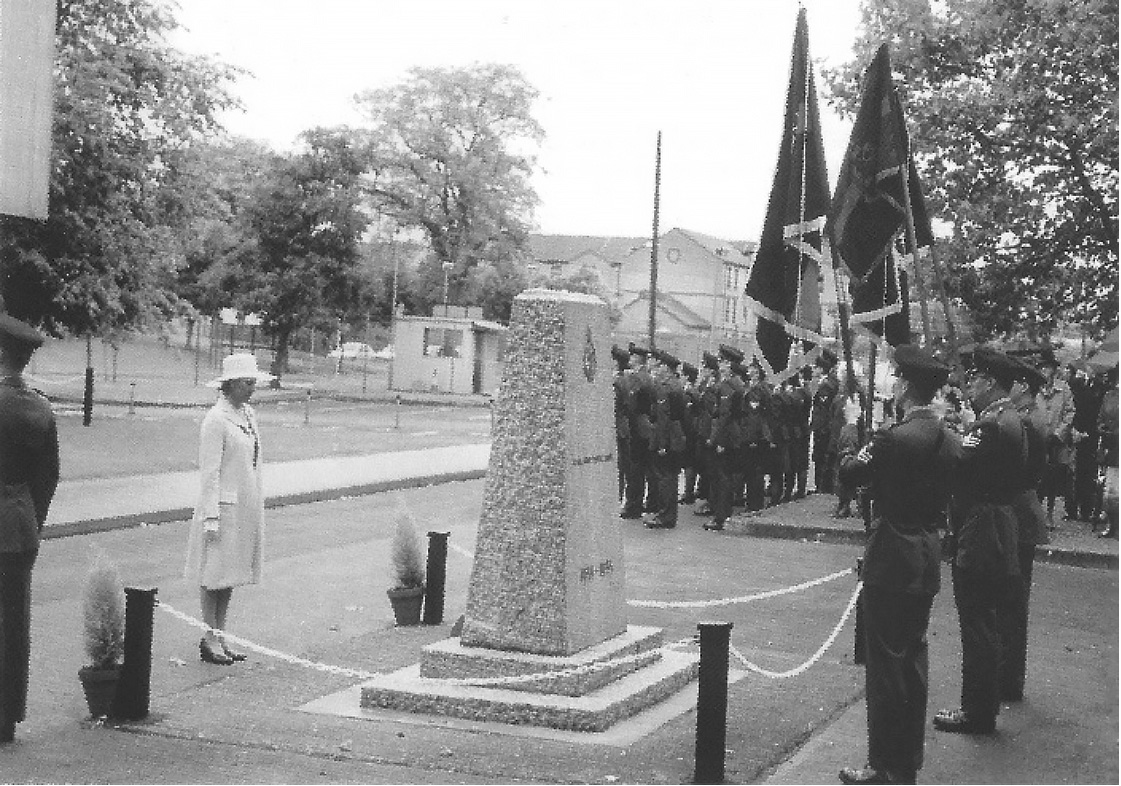 wreath laying by Col-in-Chief at the memorial in Evely Woods Road